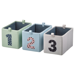 IKEA BARNDRÖM  (ИКЕА БАРНДРЁМ)  -  Коробка, 3 шт. - зелёный синий/бежевый 17х27х17 см