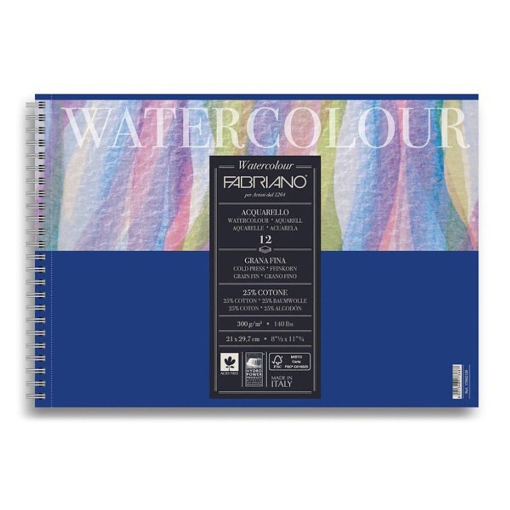 Альбом для акварели Watercolour Studio 300 г/м², 21х29.7 см, склейка с одной стороны 12 л, среднезернистая, Fabriano 17662129
