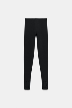 ZARA ЛЕГИНСЫ ИЗ СМЕСОВОГО ПОЛИАМИДА СО ШТРИПКАМИ, ЧЕРНЫЙ
