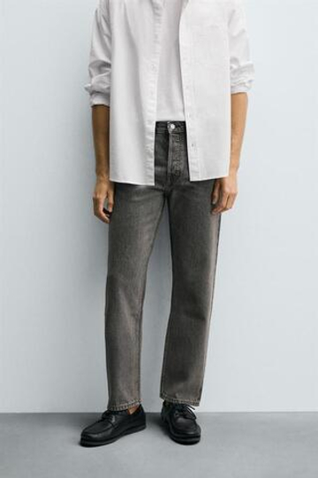 ZARA ДЖИНСЫ STRAIGHT FIT REGULAR, СЕРЫЙ