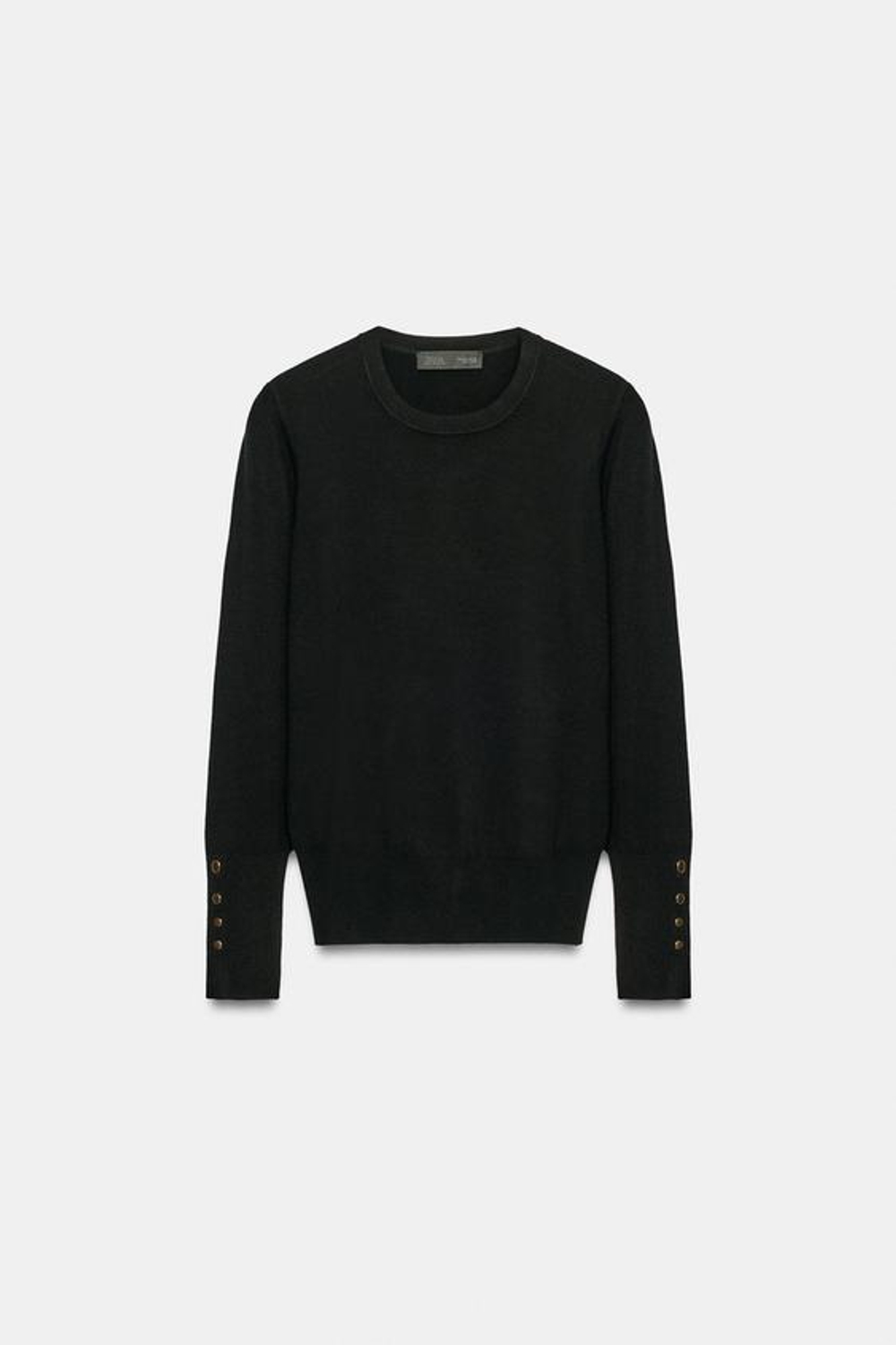 ZARA БАЗОВЫЙ ОДНОТОННЫЙ СВИТЕР, ЧЕРНЫЙ