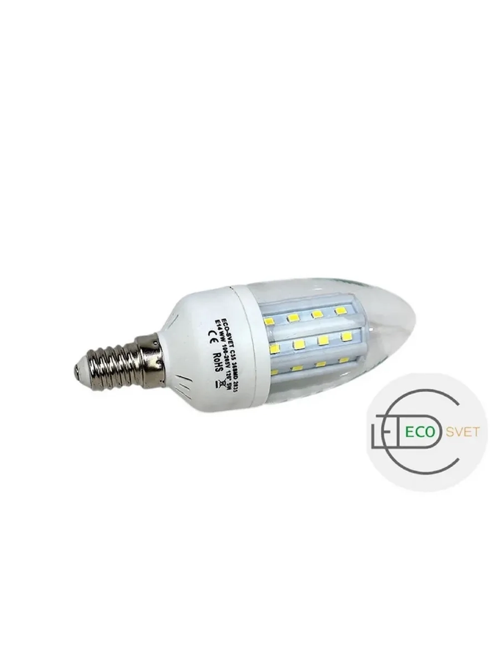 Светодиодная LED лампа С35 Е14 36LED 5W 5шт тёпл