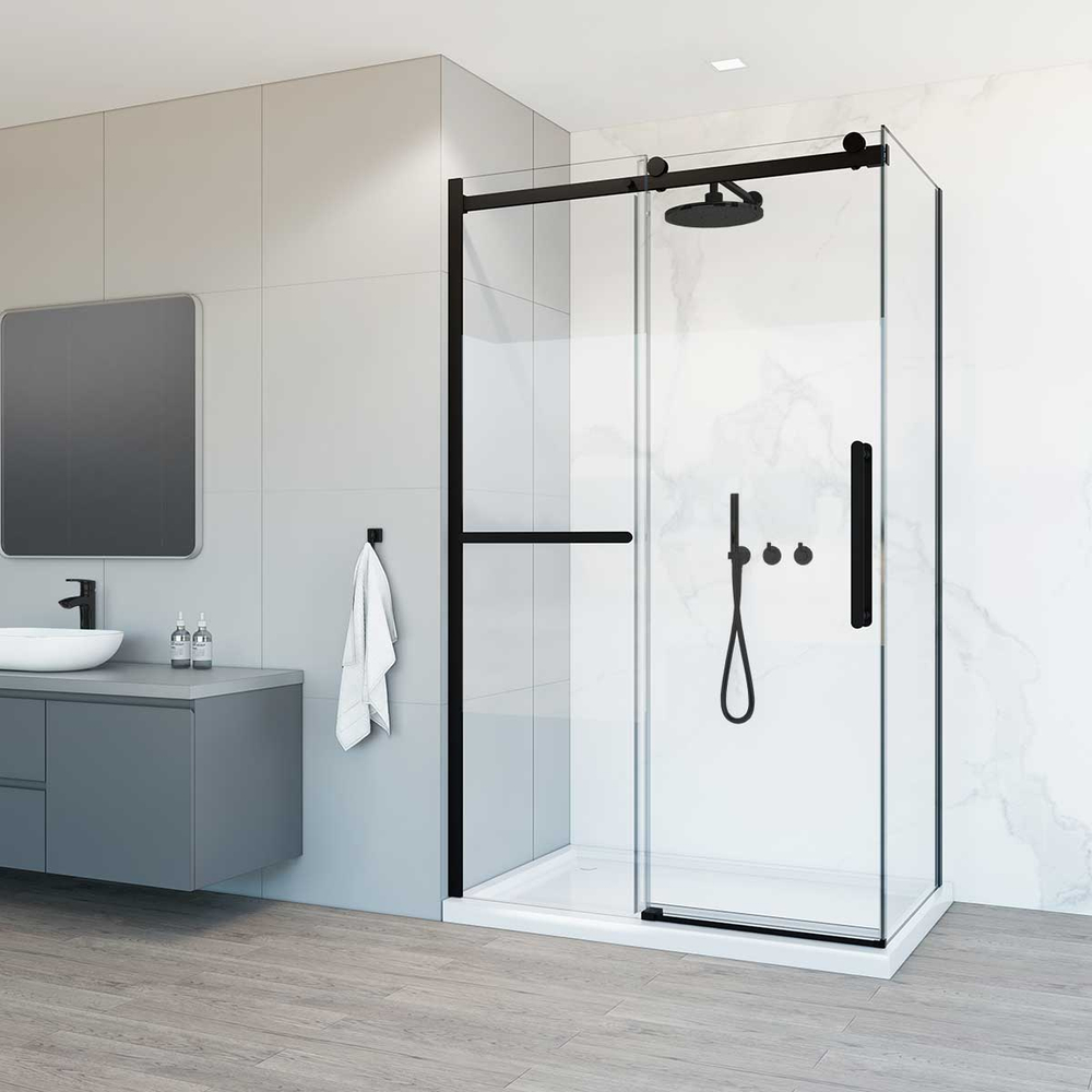 Душевой уголок Vincea Комо Софт (Como Soft) VSR-1CS1012CLB, 1200*1000, черный, стекло прозрачное