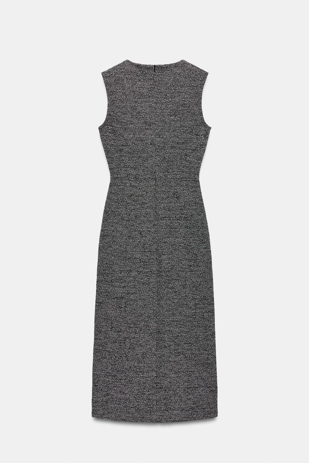 ZARA ПЛАТЬЕ МИДИ ФАКТУРНОЕ, БЕЛЫЙ/ЧЕРНЫЙ