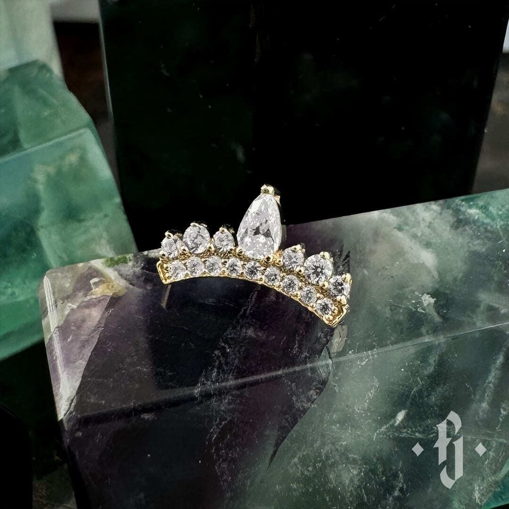Кластер "Princess" - Желтое золото - White CZ