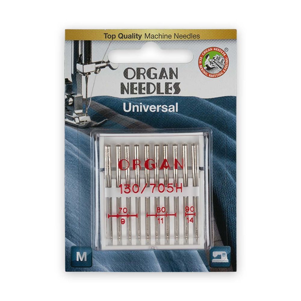 Иглы для швейных машин базовые универсальные 130/705 H, №70-90, 10 игл, ORGAN, 557231