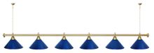 Лампа STARTBILLIARDS 6 пл. (плафоны голубые,штанга золотая,фурнитура золото)