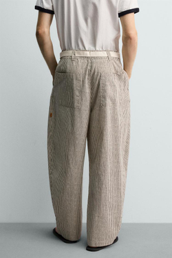 ZARA БРЮКИ WIDE FIT В ПОЛОСКУ С РЕМНЕМ, ПОЛОСКИ