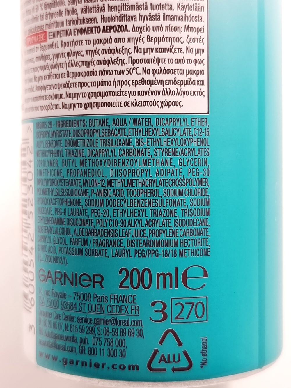 Cолнцезащитный невидимый спрей Garnier Invisible Protect Mist Spf30 с витамином Е и алоэ вера 200 мл (Франция)