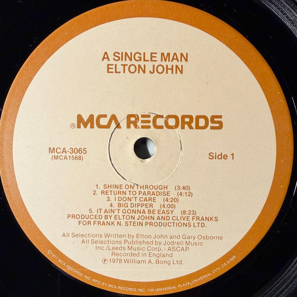 Elton John ‎– A Single Man (США 1978г.)