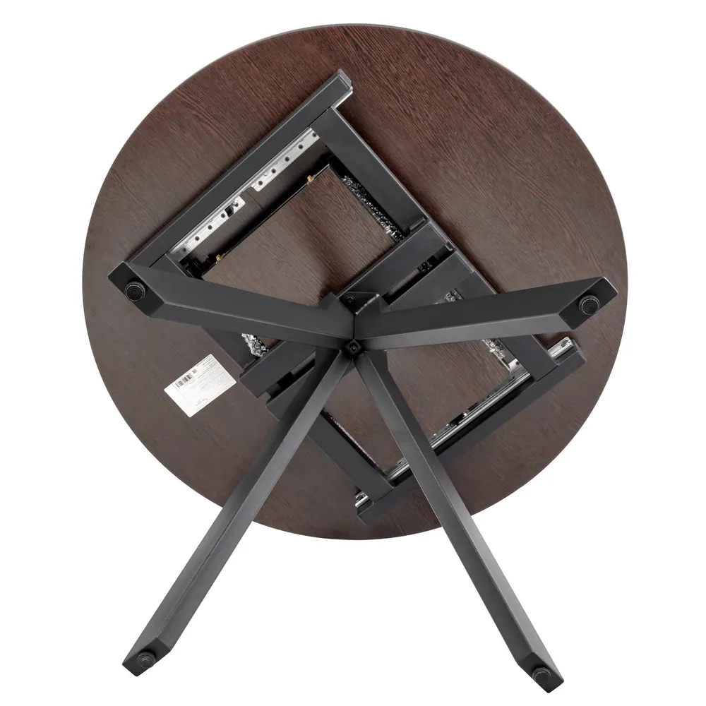 Стол Bradex Home Rudolf круглый раскладной 100-130x100x75см, Дуб Вотан, чёрный
