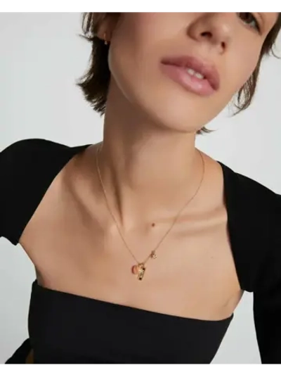 Подвеска-шарм Orange Agate Heart серебро 925 пробы покрытое золотом