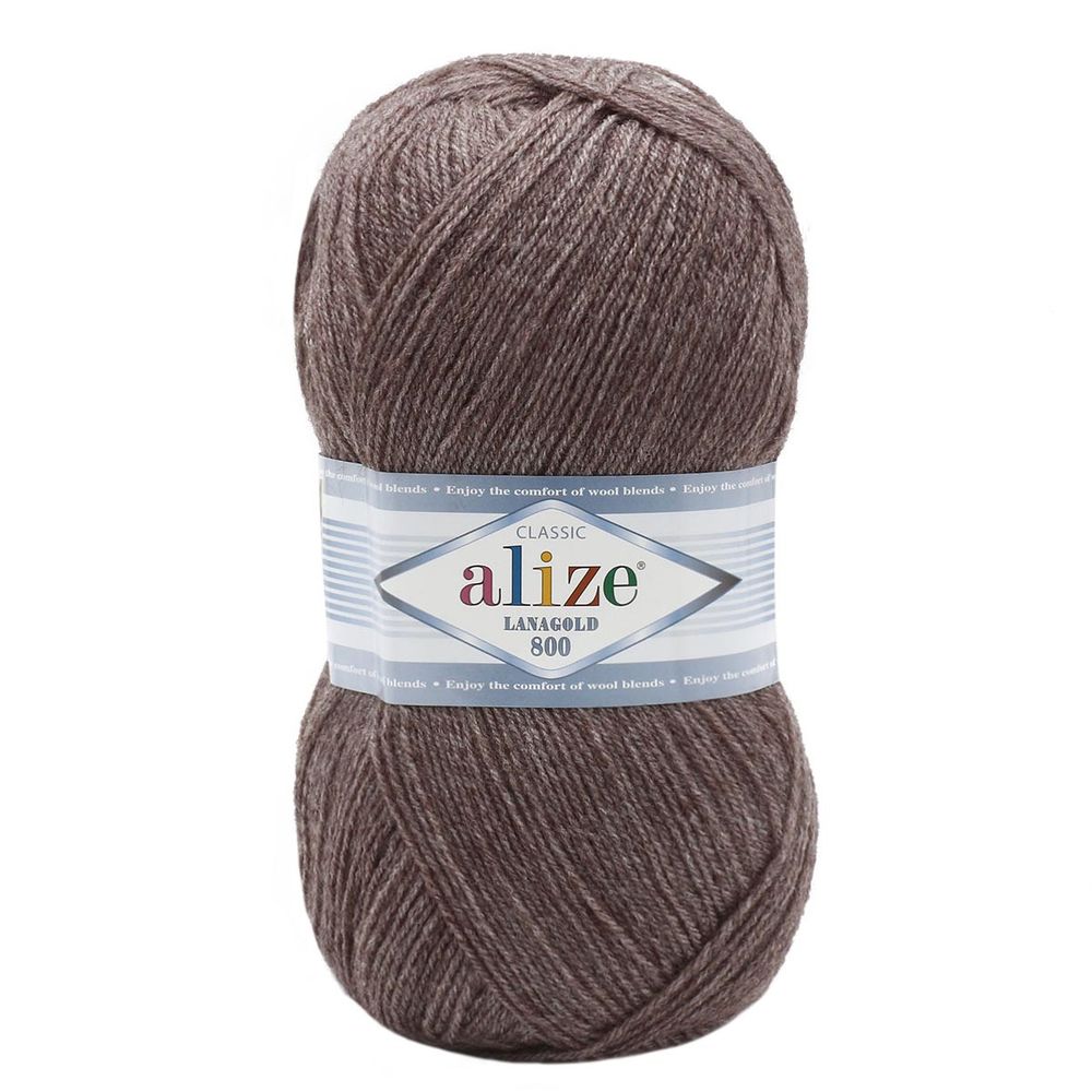 Пряжа Alize (Ализе) Lana Gold 800 / уп.5 мот. по 100 г, 800м, 240 светло-коричневый меланж A