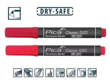 Маркер строительный DRY-SAFE красный, круглый наконечник (1-4 мм) PICA-MARKER 520/40 2 штуки комплект