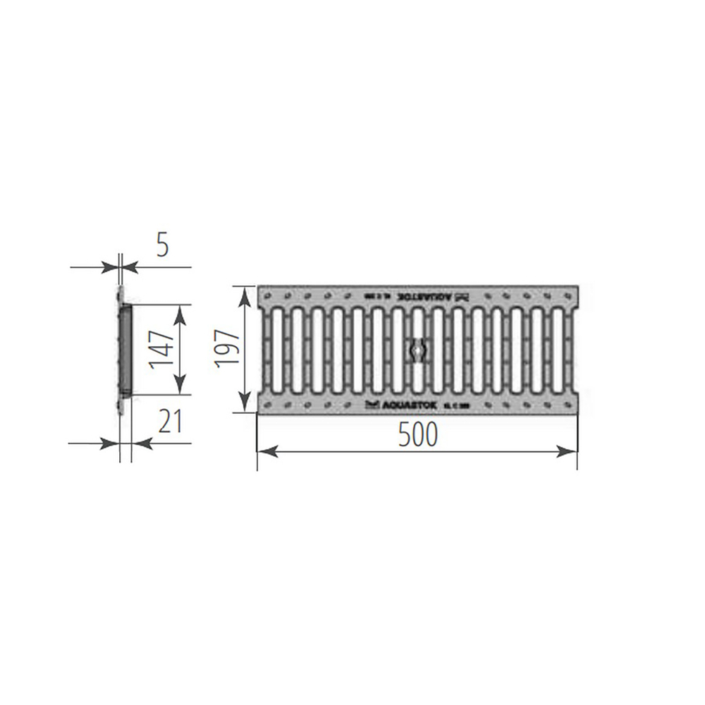 Решетка чугунная щелевая Norma DN150 C250 500*197*21 (31513C)