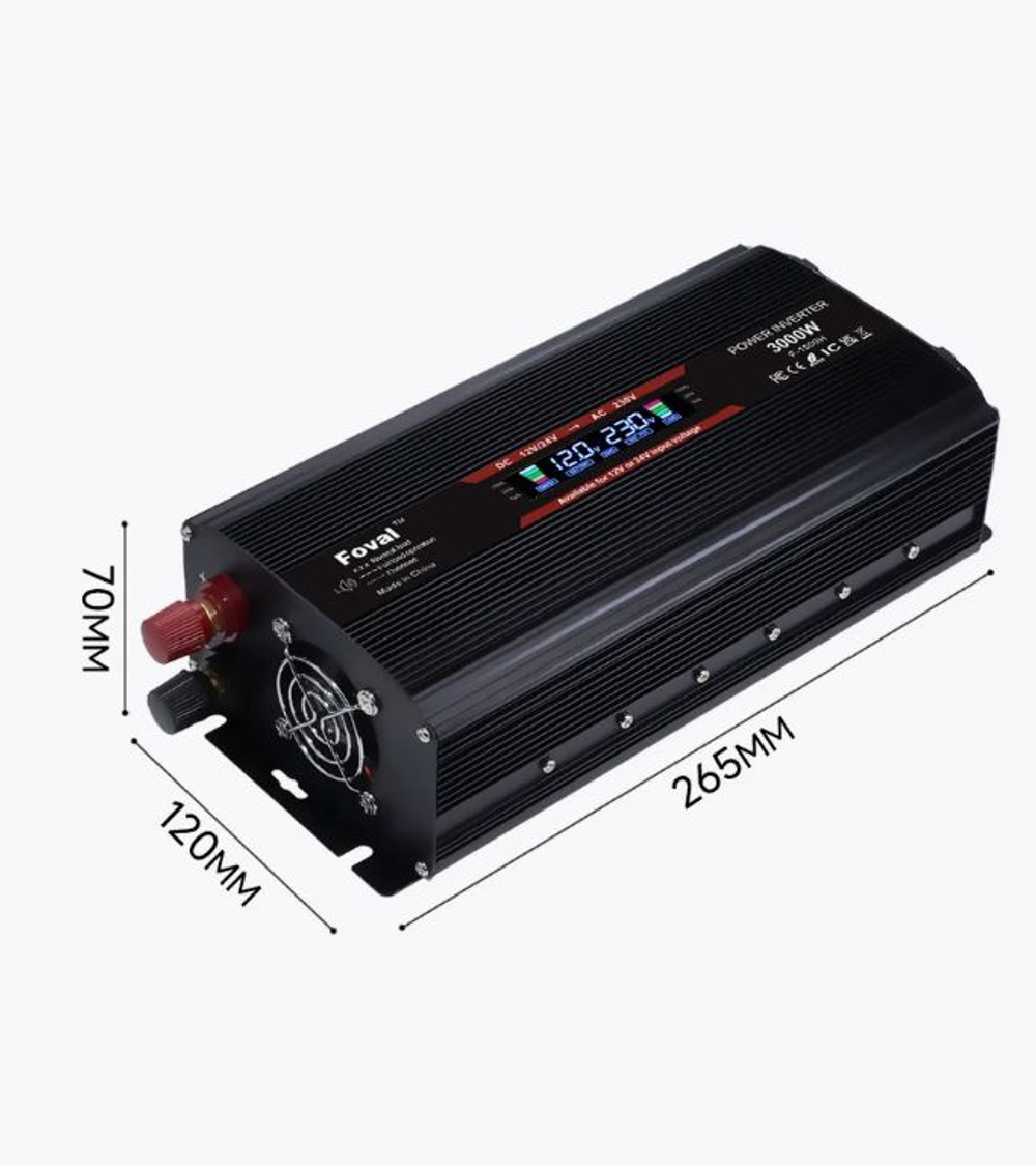 Инвертор 12V-220V 3000W черный  Foval модиф.синусоида