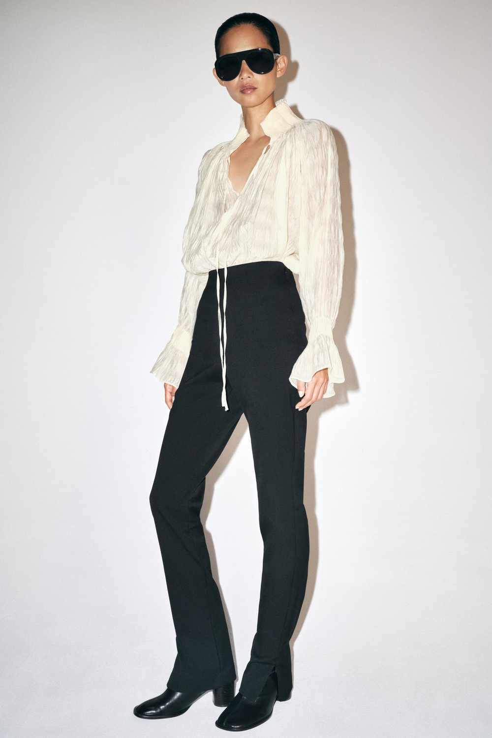 ZARA БРЮКИ ПРЯМОГО КРОЯ ИЗ ШЕРСТИ — ZW COLLECTION, ЧЕРНЫЙ