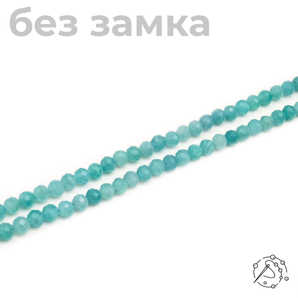 Нить из бусин Амазонит, 4 мм, с огранкой