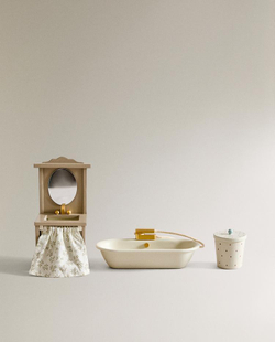 ZARA HOME ДЕТСКИЙ НАБОР ИГРУШЕК "ВАННАЯ КОМНАТА" ДЛЯ КУКОЛЬНОГО ДОМИКА, КРЕМОВЫЙ