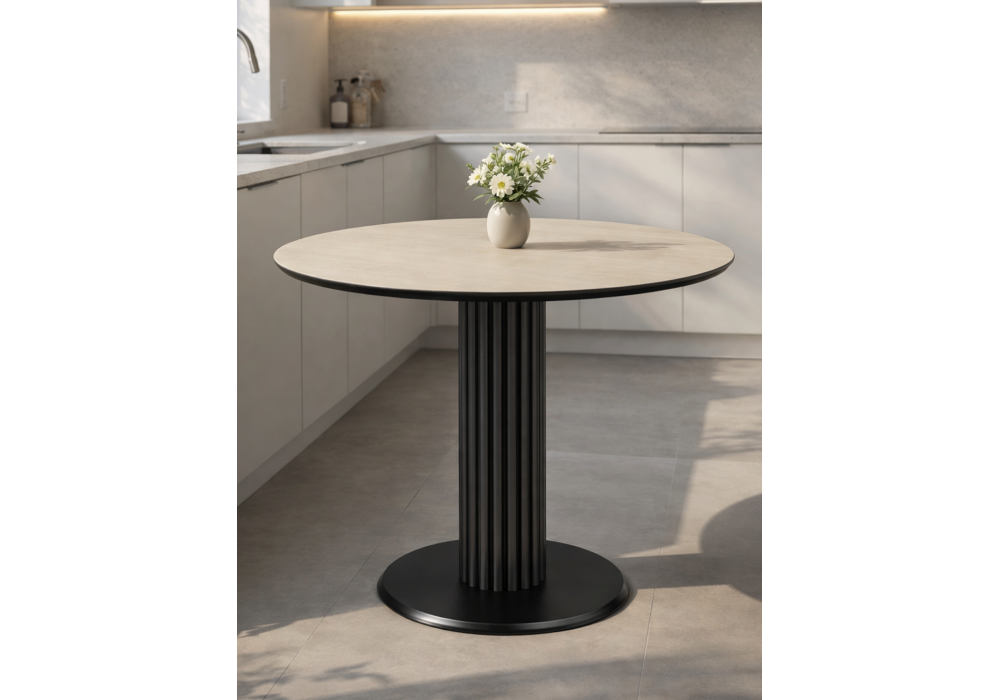 Керамический стол Woodville Кэмерон 90 okara light yellow, черный