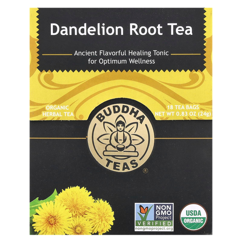 Buddha Teas, Organic Herbal Tea, корень одуванчика, без кофеина, 18 чайных пакетиков, 24 г (0,83 унции)