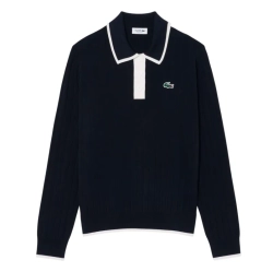 Женская Кофта теннисная Lacoste Polo Collar Stretch Sweater - navy blue/white