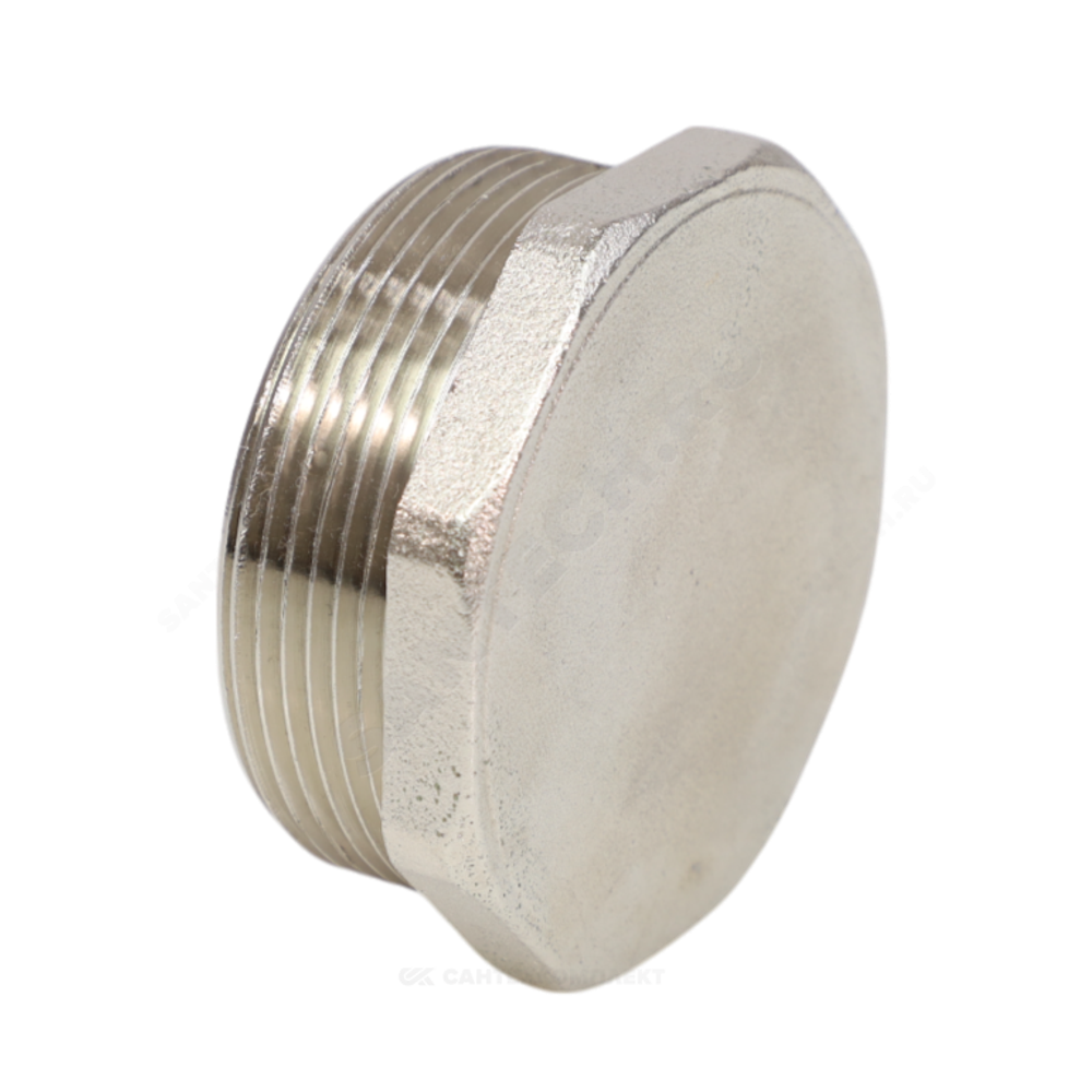 Заглушка латунь никель Ду 40 (1 1/2") НР VALFEX VF.583.N.112