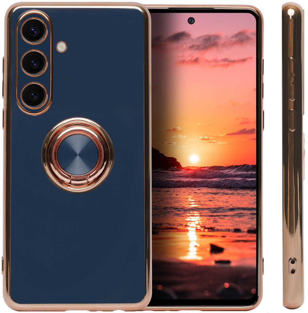 Стильный глянцевый чехол для SAMSUNG GALAXY S24 (не ULTRA/ FE/ PLUS!) с кольцом-подставкой и бархатной подкладкой