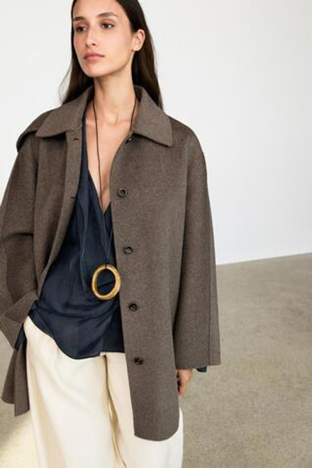 Massimo Dutti Пальто из меланжевой шерстяной смеси, коричневый