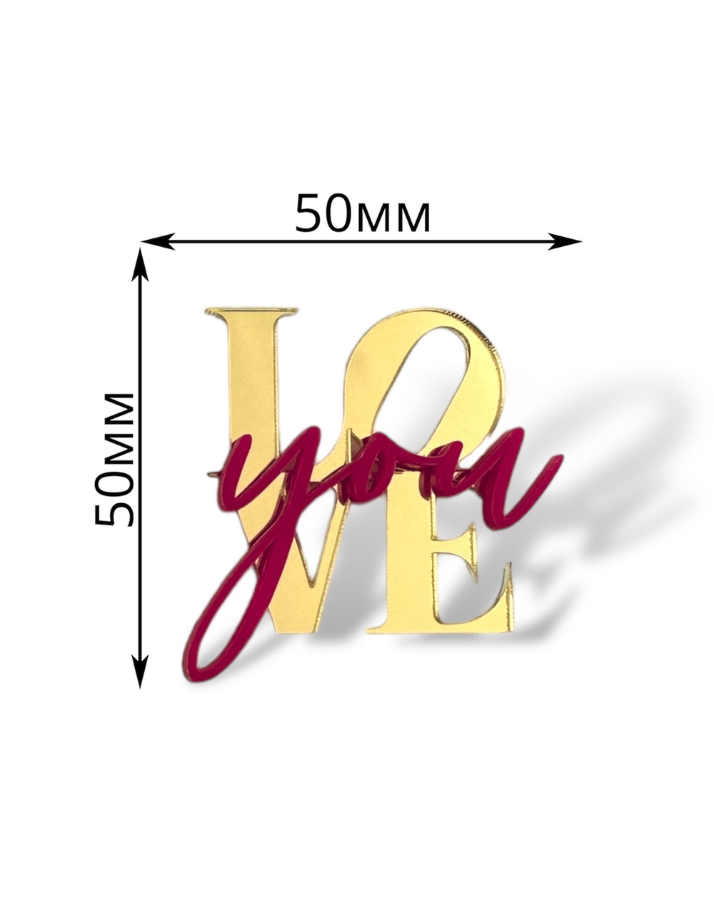 Топпер Мини надпись  "love you"  2шт двойной акрил