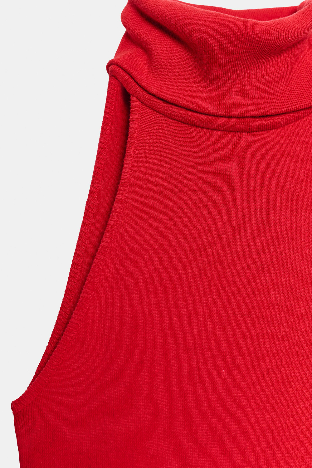 ZARA ТОП С ВЫСОКИМ ВОРОТНИКОМ, КРАСНЫЙ