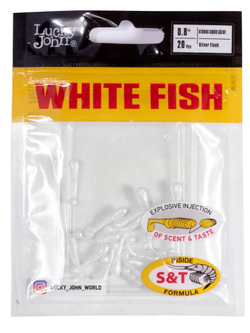 Слаги съедобные Lucky John White Fish 0.8" (2 см), цвет 026, 20 шт