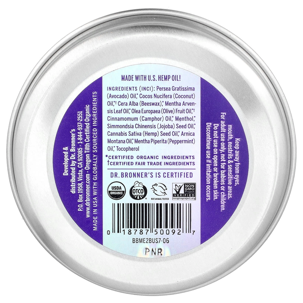 Dr. Bronner's, органический волшебный бальзам, арника и ментол, 57 г (2 унции)