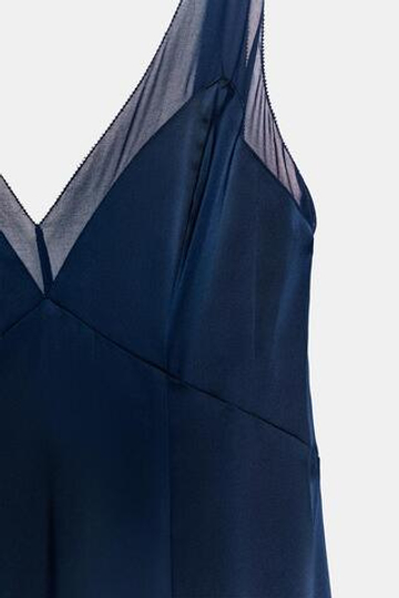 ZARA ДЛИННОЕ АТЛАСНОЕ ПЛАТЬЕ ИЗ КОЛЛЕКЦИИ ZW, МОРСКОЙ СИНИЙ