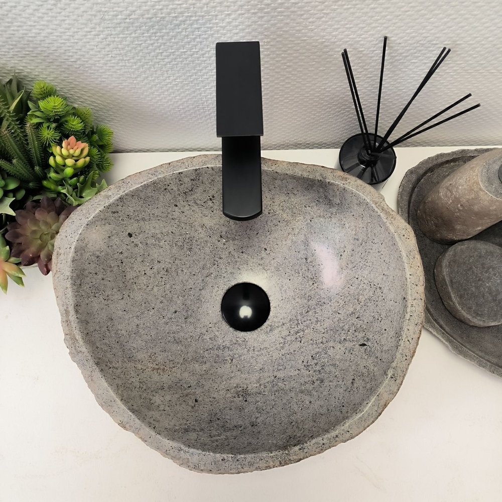 Раковина из речного камня RS-63892 (43x42x15) из натурального камня