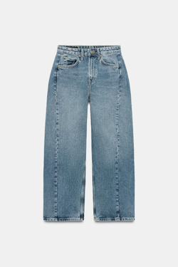 ZARA ДЖИНСЫ ZW COLLECTION ANKLE RELAXED СО СРЕДНЕЙ ПОСАДКОЙ, ГОЛУБОЙ