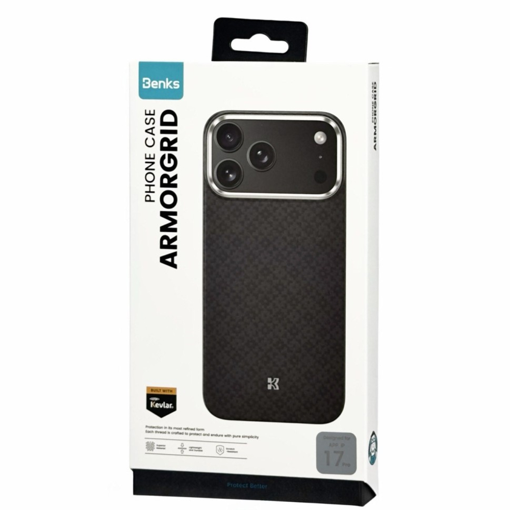 Накладка для i-Phone 17 Pro Benks ArmorGrid Kevlar Magsafe черный