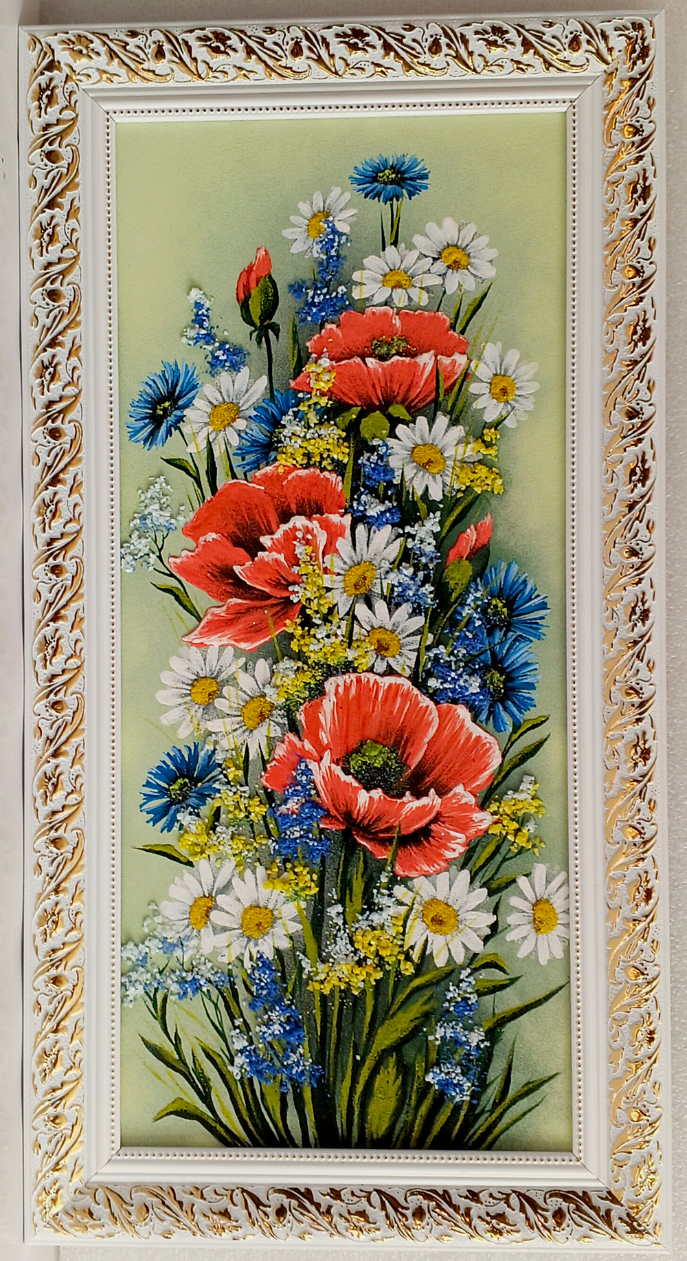 Картина" Букет" рисованная камнем 64-34см
