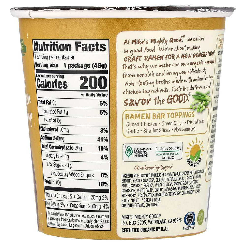 Mike's Mighty Good, Craft Ramen™, суп рамен из куриного костного бульона, 48 г (1,6 унции)