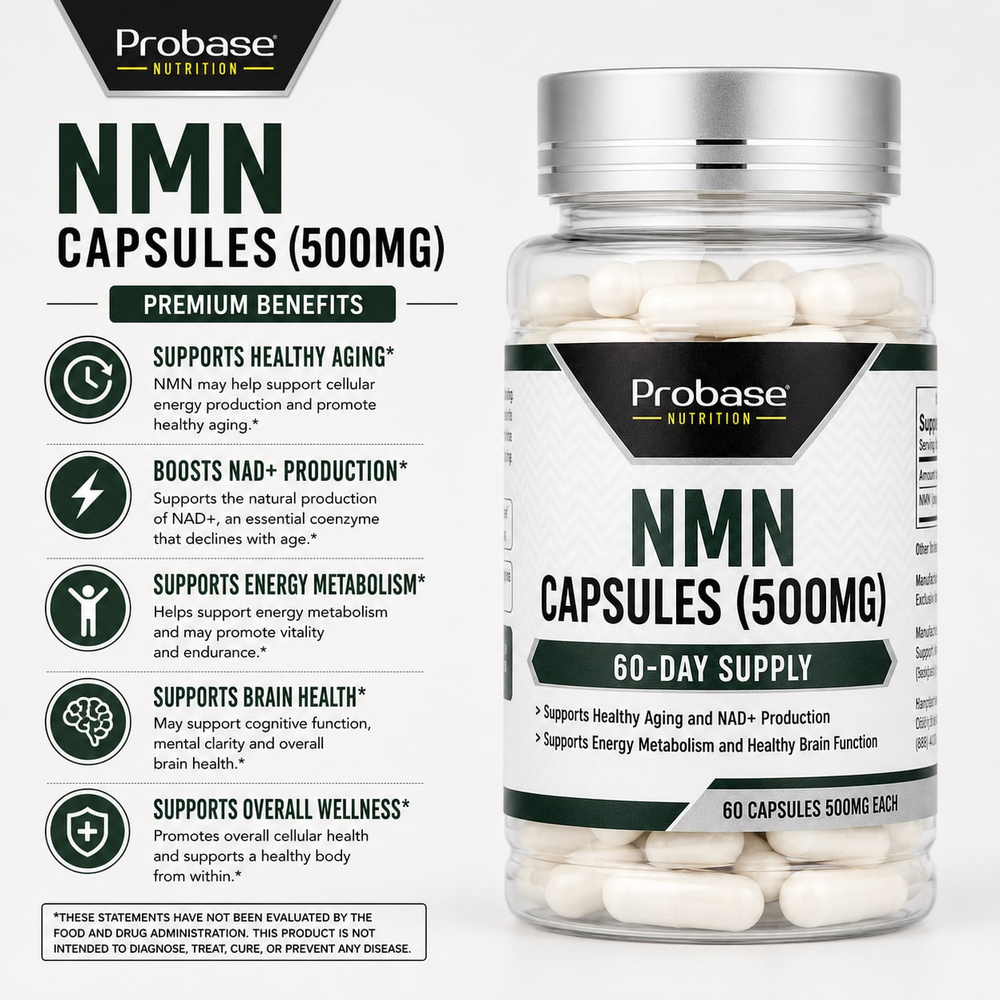 Probase Nutrition, NMN, 500 мг, 60 капсул