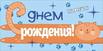 Конверт для денег "С Днем Рождения! На мечту" рыжий кот (Открытая планета)