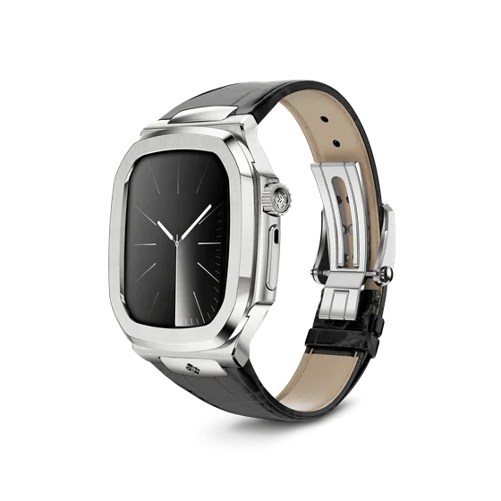 Корпус для Apple Watch ROL45 - Серебристый/Натуральная кожа