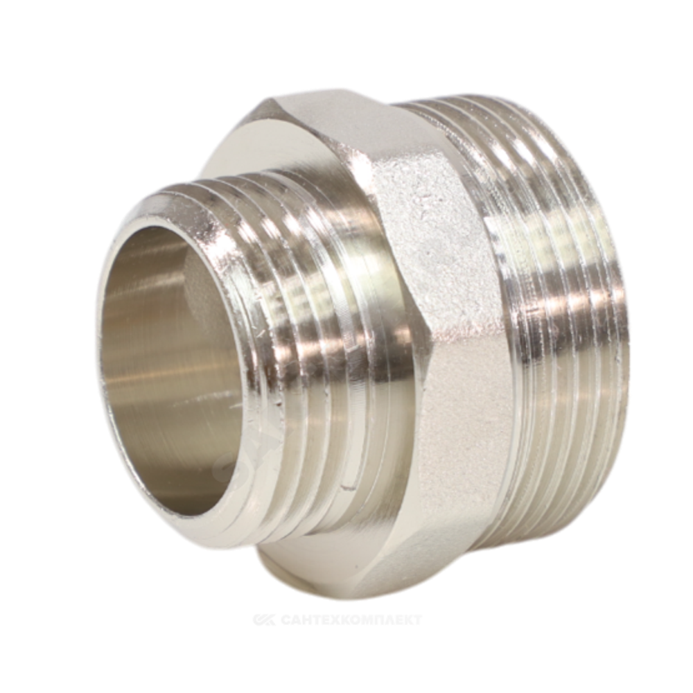 Ниппель латунь никель переходной Ду 32х20 (1 1/4"х3/4") НР VALFEX VF.580.N.114.034