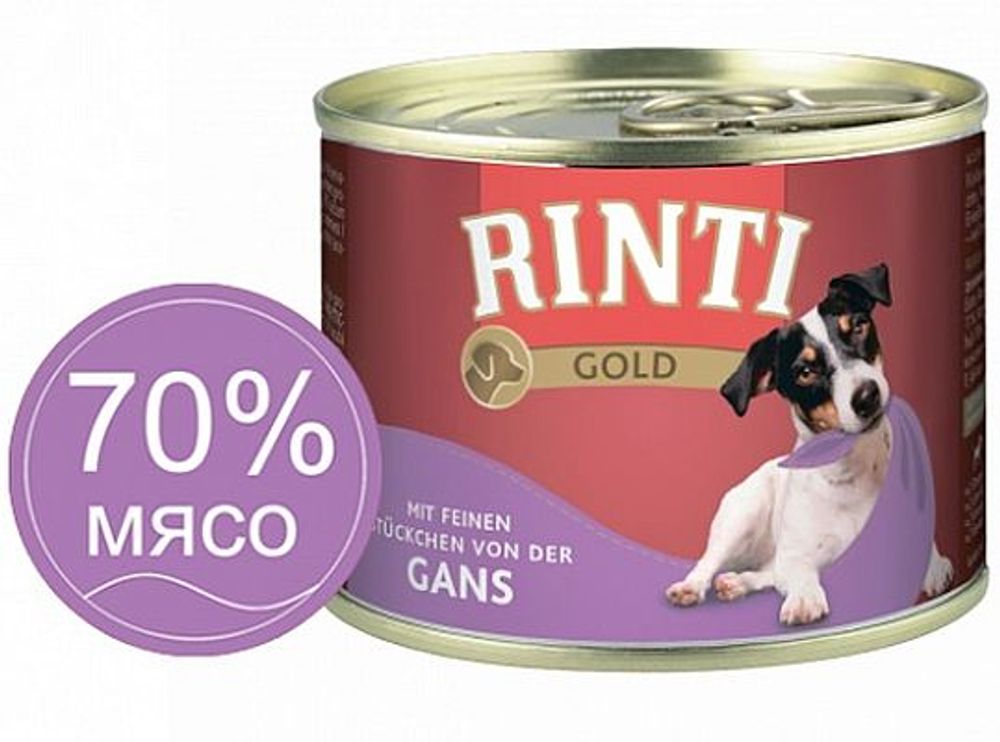RINTI GOLD mit Gans Гусь Влажный корм для собак -0,185 кг RINTI GOLD mit Gans Гусь Влажный корм для собак -0,185 кг