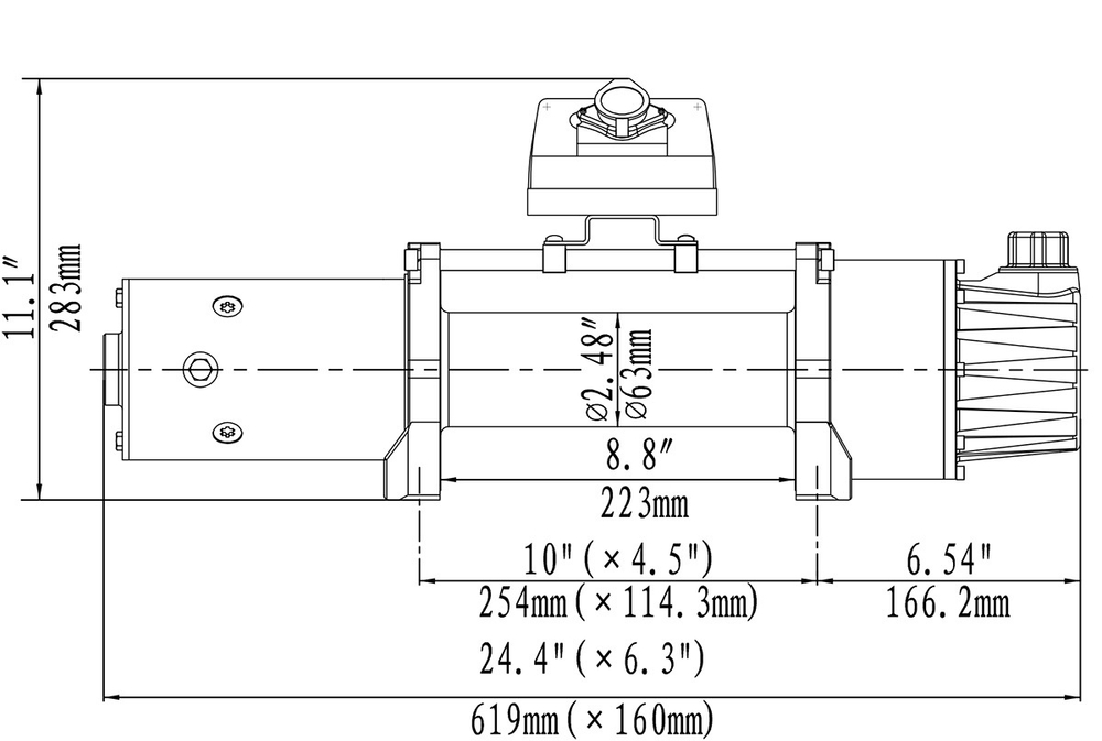 Лебёдка электрическая двухскоростная 12V Runva 10000 lbs 4500 кг (синтетический трос)