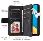 Дизайнерский чехол-книжка из кожи для SAMSUNG S25 (не ULTRA/ FE/ PLUS!) с кошельком, 5 слотами для карт и подставкой