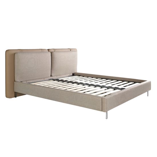 Кровать 7154/GC2220 Angel Cerda из экокожи цвета норки и серой ткани