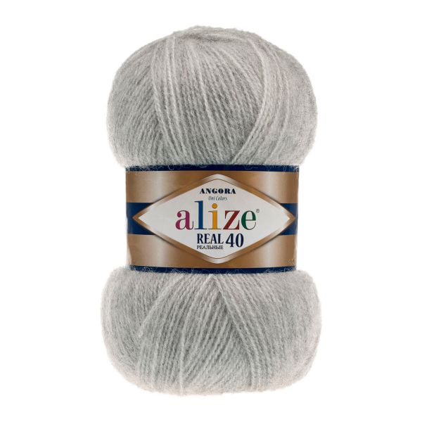 Пряжа Alize (Ализе) Angora Real 40 / уп.5 мот. по 100 г, 430м, 614 серый меланж A
