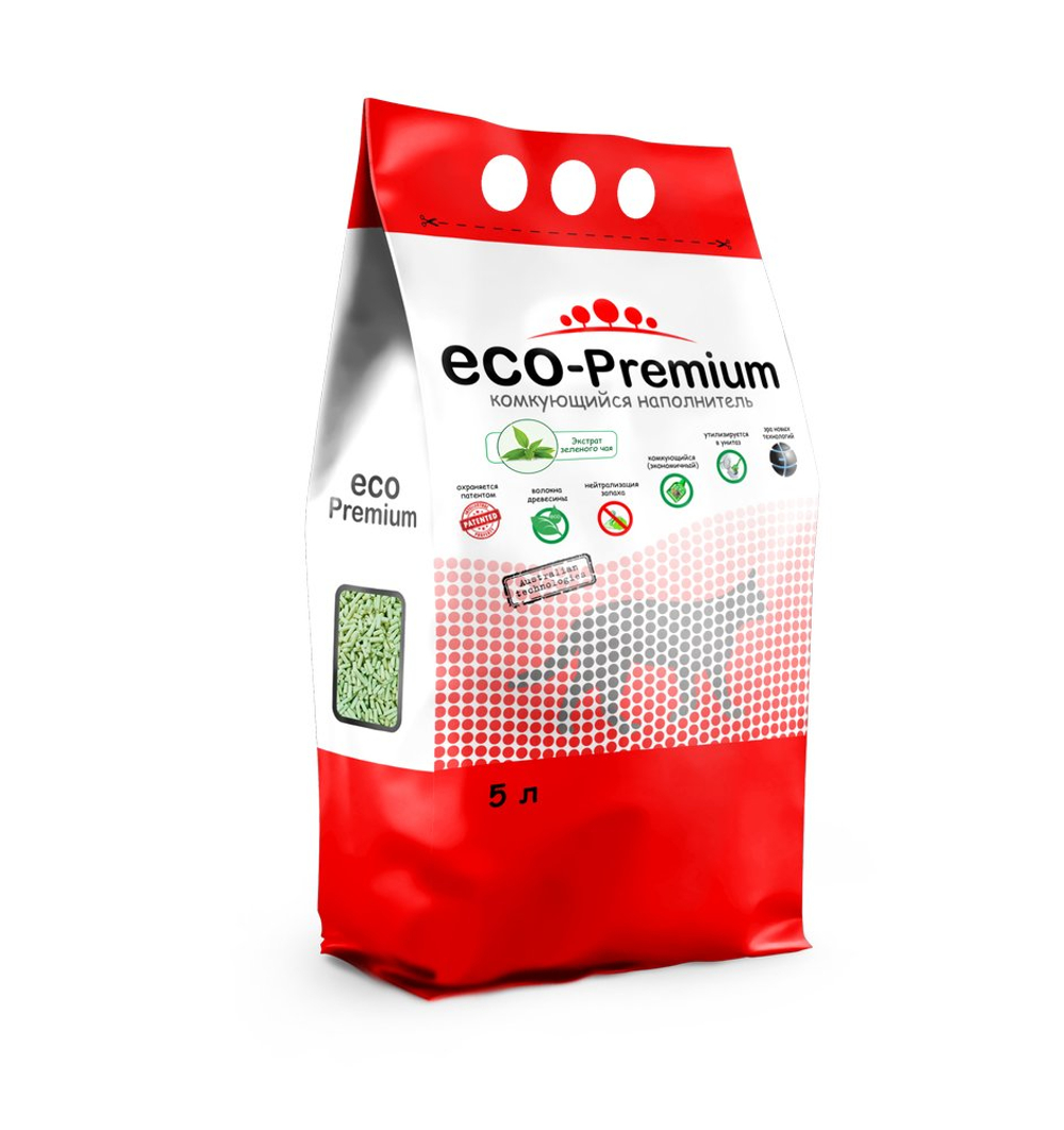 Наполнитель ECO Premium Зеленый чай комкующийся для кошек 20 л