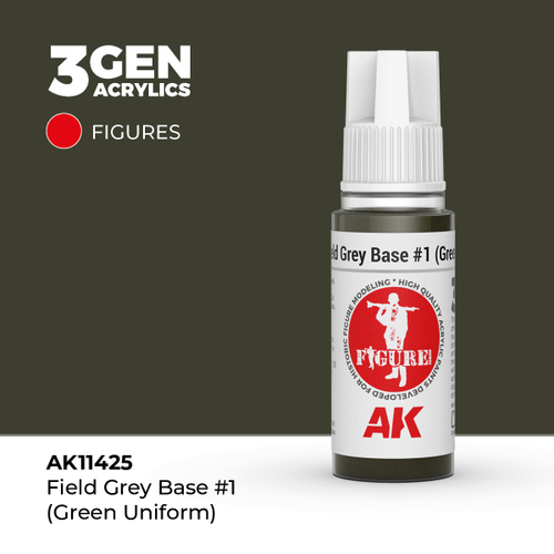 Акриловая краска AK Interactive Field Grey Base #1 (Green Uniform) 3GEN Figures, 18мл